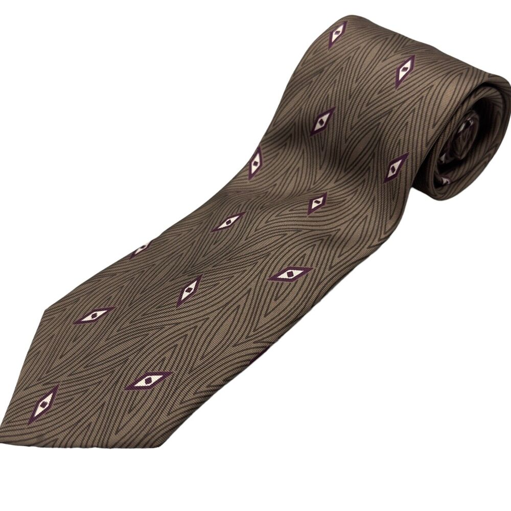 Enrico Coveri Mens Silk Dress Tie Made‎ in Italy Geometric Design 58" 3.25"
